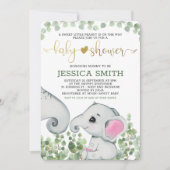 Neutrales Wasserfarbenlephant-Babydusche Einladung (Vorderseite)