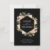 Neutrales Wasserfarbenschwarz | Liebe und Dank Dankeskarte (Vorderseite)