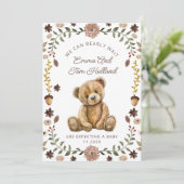 Neutrales Watercolor Teddy Bären Schwangerschaft G Ankündigung (Stehend Vorderseite)