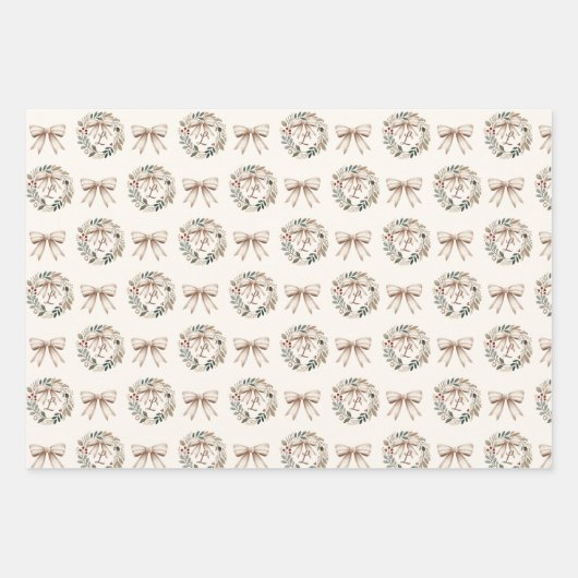 Neutrales Weihnachtscreme Geschenkpapier Set (Vorderseite 3)