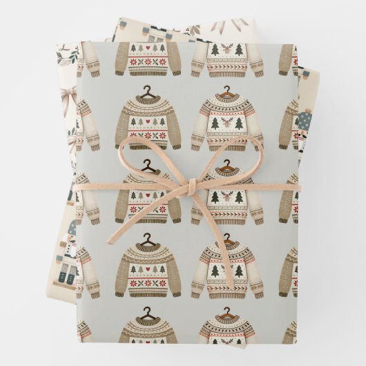 Neutrales Weihnachtscreme Geschenkpapier Set (Beispiel)