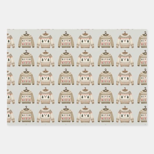 Neutrales Weihnachtscreme Geschenkpapier Set (Vorderseite)