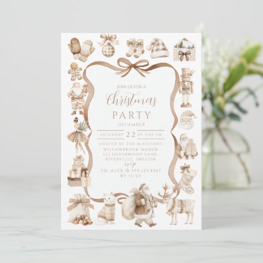 Neutrales Weihnachtswunderland Einladung (Stehend Vorderseite)