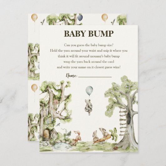 Neutrales Woodland Baby Shower Bump Game Begleitkarte (Vorne/Hinten)