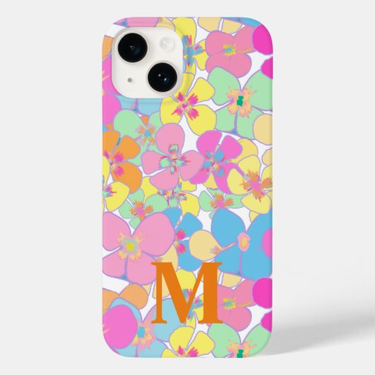 Neutro Retro Floral Pink Monogramm Case-Mate iPhone Hülle (Rückseite)