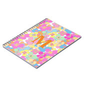 Neutro Retro Floral Pink Monogramm Notizblock (Linke Seite)