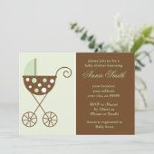 NeutronenBaby-Dusche auf grünem Roller Einladung (Stehend Vorderseite)