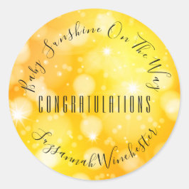 NeutronenBaby-Dusche für gelbes Orangengeschlecht Runder Aufkleber