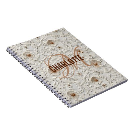 Neutronenblütenbespannter Monogrammname Notizblock (Rechte Seite)