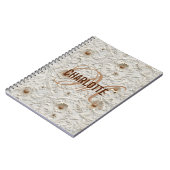 Neutronenblütenbespannter Monogrammname Notizblock (Linke Seite)