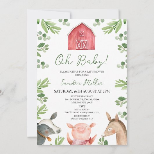 Neutronenblütendusche auf dem Hof Einladung (Vorderseite)