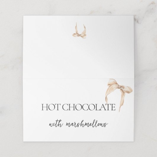 Neutronenbow-Buffet-Etikett Beige Brautparty Platzkarte (Außenseite Aufgefaltet)