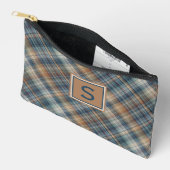 Neutronenbraun Beige Aquamarin Blaues Kariertes Ta Zubehörtasche (Offen)