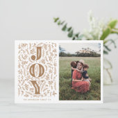 Neutronenbraunes botanisches JOY-Foto Feiertagskarte (Stehend Vorderseite)