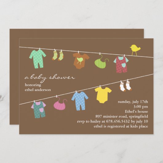 Neutronendusche Brauntöner Einladung (Vorne/Hinten)