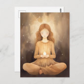 Neutronenerde-Töne von Yoga-Neutronen in Beige Bra Postkarte (Vorne/Hinten)