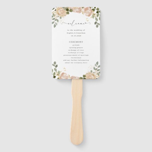 Neutronenfarben, blau | Hochzeitsprogramm Fächer (Vorderseite)