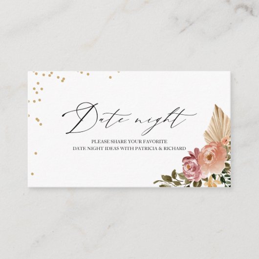 Neutronenfarben-Boho-Flora-Datumskarten Begleitkarte (Vorderseite)