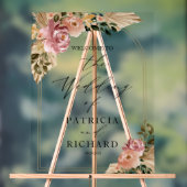 Neutronenfarben Boho Floral Wedding Begrüßungszeic Acrylschild (Neutral)