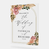 Neutronenfarben Boho Floral Wedding Begrüßungszeic Acrylschild (Winkel)