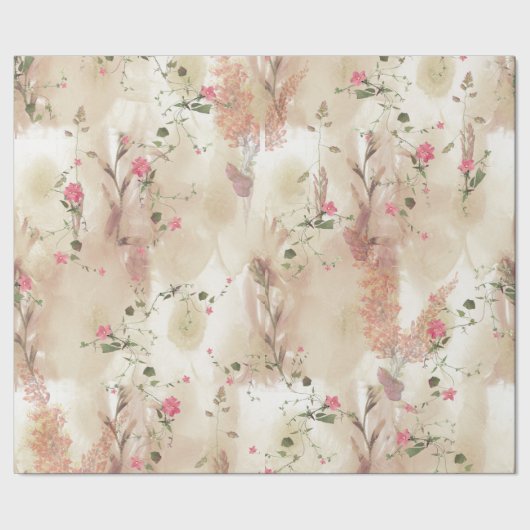 Neutronenfarbener Herbst Botanisches Thema Geschenkpapier (Saum)