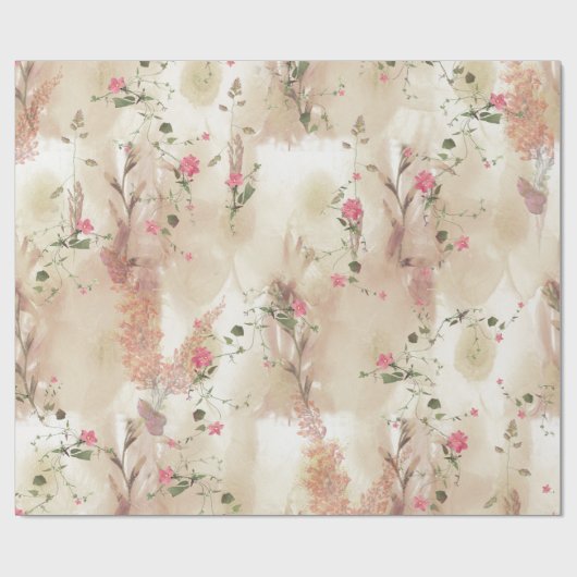 Neutronenfarbener Herbst Botanisches Thema Geschenkpapier (Flach)