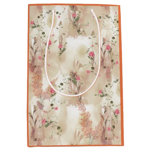 Neutronenfarbener Herbst Botanisches Thema Mittlere Geschenktüte (Vorderseite)