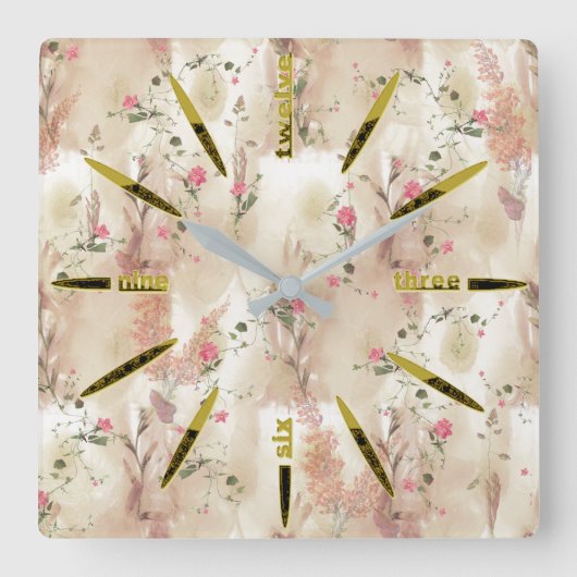 Neutronenfarbener Herbst Botanisches Thema Quadratische Wanduhr (Vorderseite)
