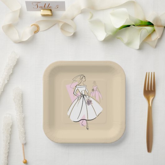 Neutronenfeld der Modebriefe Pappteller (Hochzeit)