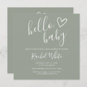 Neutronengrün in einem Hallo Baby Dusche Einladung (Vorne/Hinten)