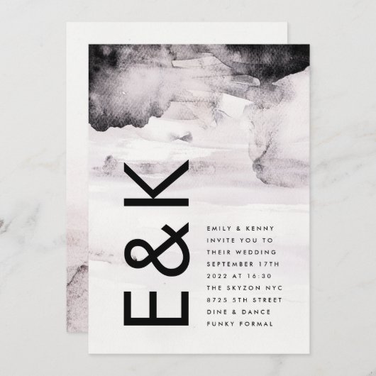 Neutronenschwarze Hochzeit Einladung (Vorne/Hinten)