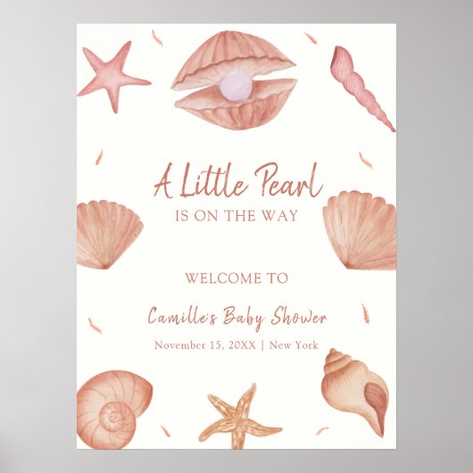 Neutronensee Seashell Pearl Baby Dusche Willkommen Poster (Vorne)