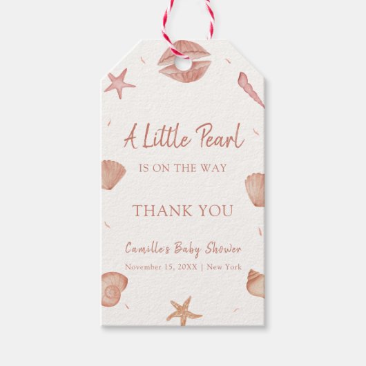 Neutronenseewasser Seashell Pearl Baby Dusche Geschenkanhänger (Vorderseite)