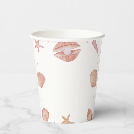 Neutronenseewasser Seashell Pearl Baby Dusche Pappbecher (Rückseite)