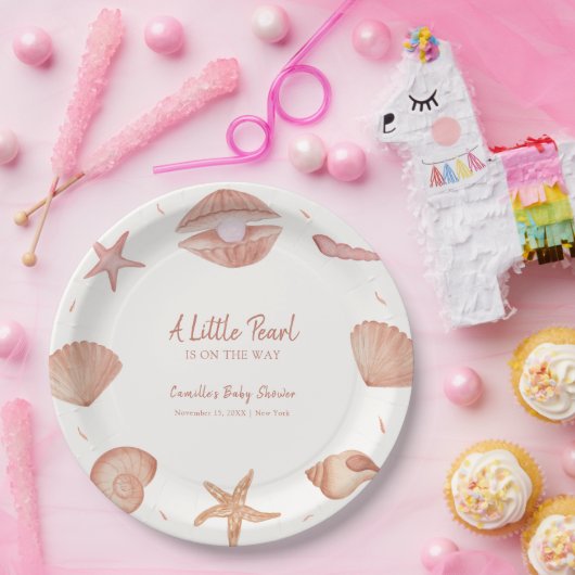 Neutronenseewasser Seashell Pearl Baby Dusche Pappteller (Party)