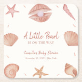 Neutronenseewasser Seashell Pearl Baby Dusche Rechteckiger Pappuntersetzer (Vorderseite)