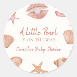 Neutronenseewasser Seashell Pearl Baby Dusche Runder Aufkleber