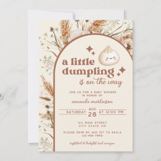 Neutronenwasserfarbe Kleine dummende Bao Babydusch Einladung (Vorderseite)