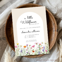 Neutronenwasserfarbe LIttle Wildblume Babydusche Einladung
