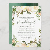 Neutronenweißer Grüner Wasserfarben Blumenzwiebeln Einladung (Vorne/Hinten)