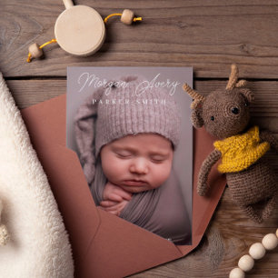 Neutronenweißnamenssignatur Skript Neues Baby-Foto Ankündigung