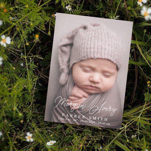 Neutronenweißnamenssignatur Skript Neues Baby-Foto Ankündigung