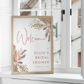 Neutronenzeichen Boho Floral Brautparty Begrüßungs Poster