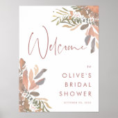 Neutronenzeichen Boho Floral Brautparty Begrüßungs Poster (Vorne)