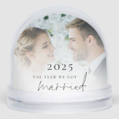 Neuverheiratete 2 Fotos Jahr Wir Got Verheiratet Schneekugeln (Vorderseite)