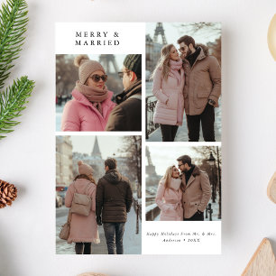 Neuverheiratete 4 Fotos Frohe und Verheiratete Wei Feiertagskarte