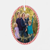 Neuverheiratete First Candy Cane Foto Weihnachten Ornament Aus Metall (Vorderseite links)