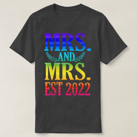 Neuverheiratete Lesbische Hochzeit Mrs. T-Shirt (Design vorne)