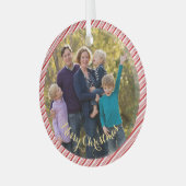 Neuverheiratete Niedliche Candy Cane Foto Weihnach Ornament Aus Glas (Vorderseite links)