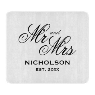 Neuverheiratete und personalisierte Hochzeitsgesch Schneidebrett